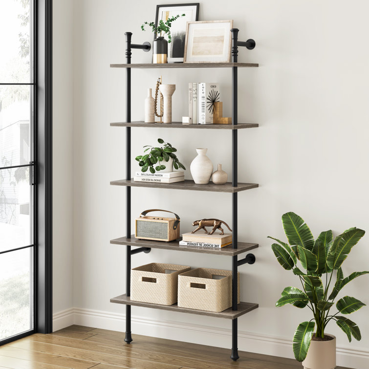 Open wall outlet mount ladder bookshelf